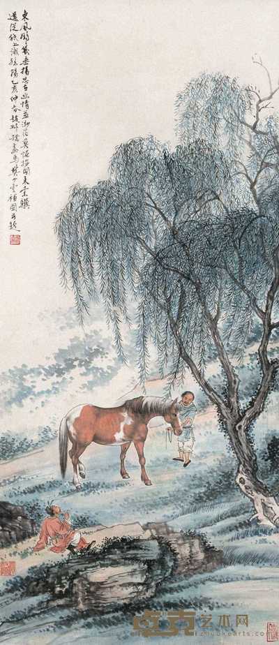 赵叔儒 1935年作 伯乐相马 立轴 119×52cm
